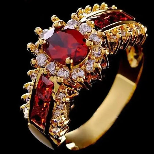 Anello rosso in oro vintage