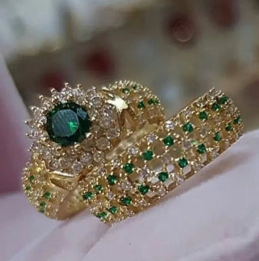 Anello in zirconia verde in stile vintage