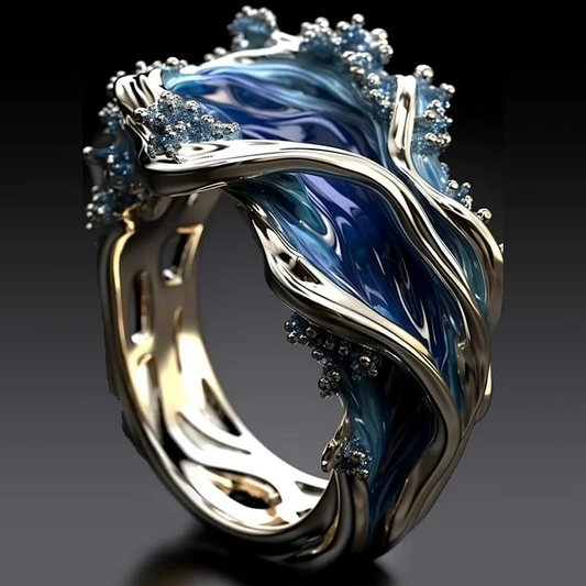 Anello ondulato Golden Ocean vintage