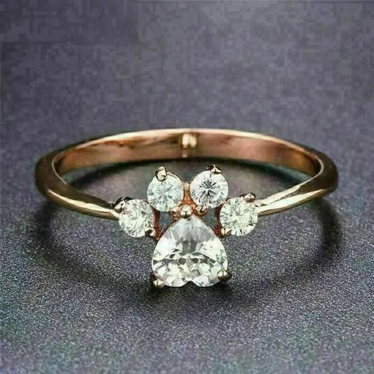 Anello con zirconia vintage a forma di zampa