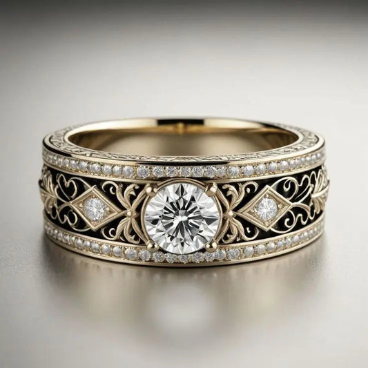 Anello Vintage Placcato Oro con Cristallo