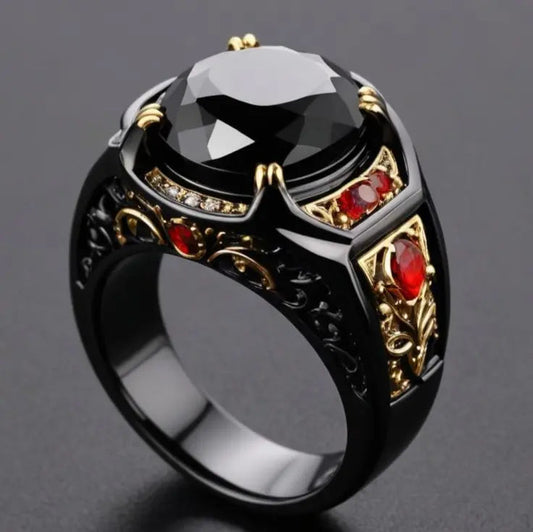 Anello vintage con cristallo nero