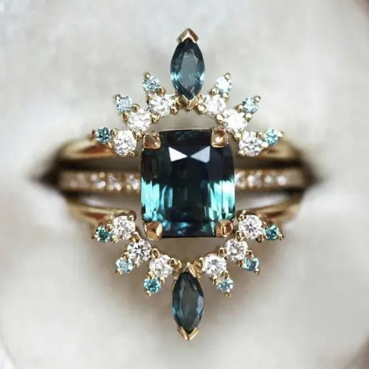 Anello con Cristalli Brilliant Bluish Vintage Blu Referenza