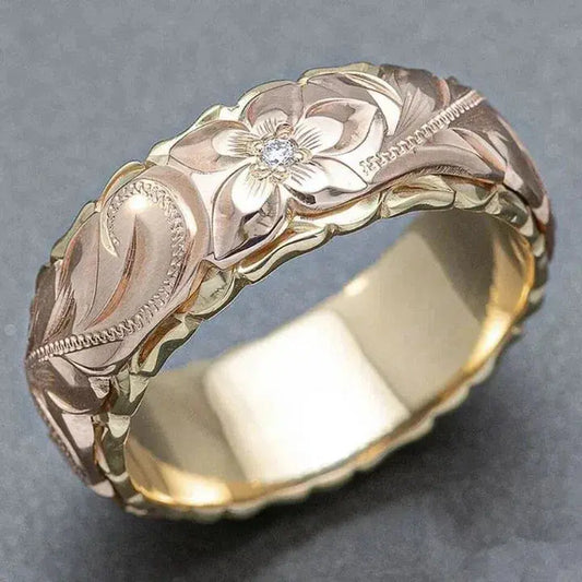 Anello d'oro con fiore di rosa vintage