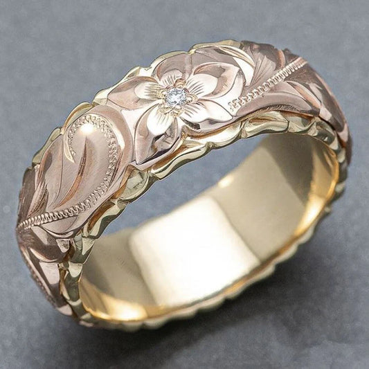 Anello d'oro con fiore di rosa vintage