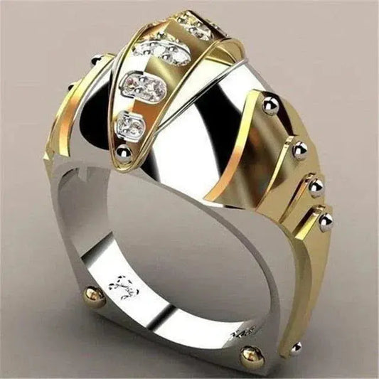 Anello Vintage in Oro e Argento con Zirconi Brillanti