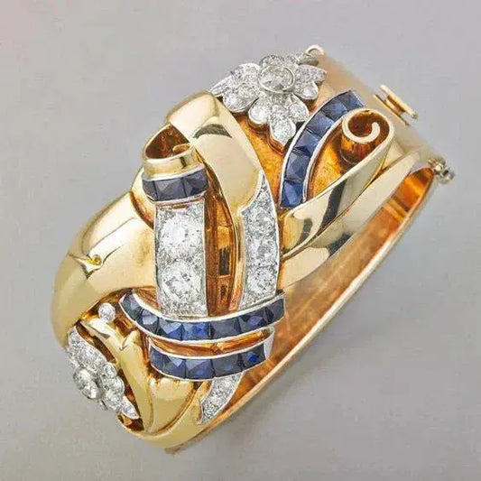 Anello Vintage Oro e Zirconia Blu