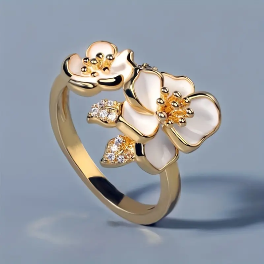 Anello d'oro Fiore Bianca