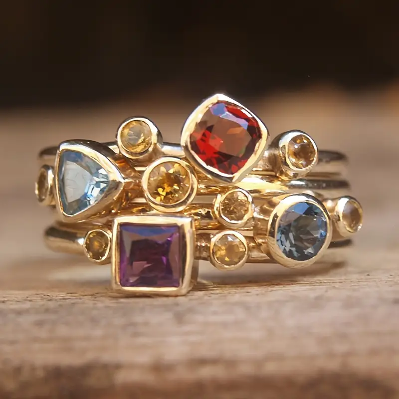 Anello a strati colorato in oro