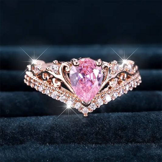 Anello a goccia con rosa