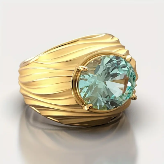 Anello con cristallo blu-verde