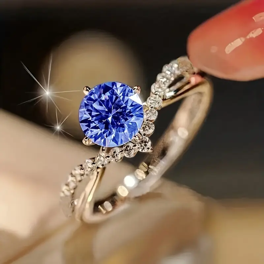 Anello Incantato con Cristallo Blu