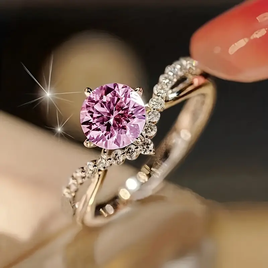 Anello incantevole con cristallo rosa