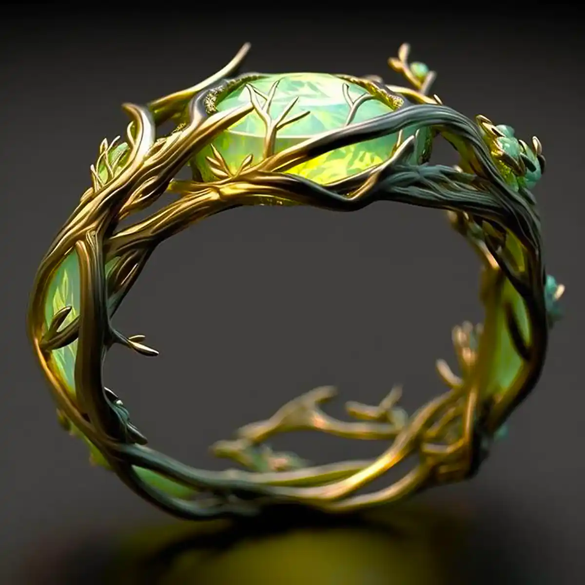 Anello in opale verde naturale