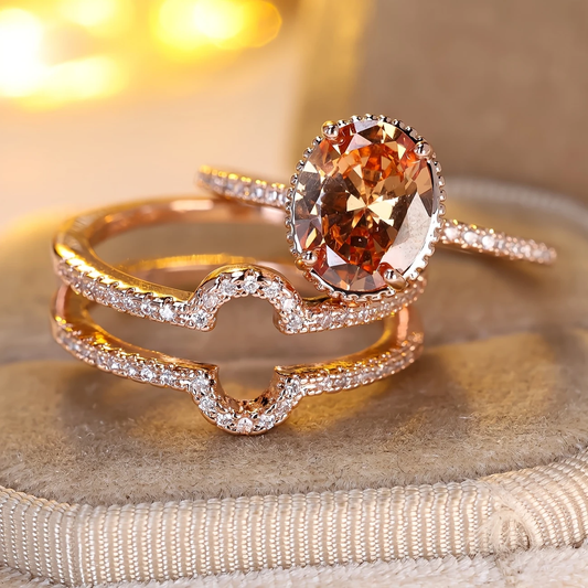 Set di anelli con cristallo in arancione