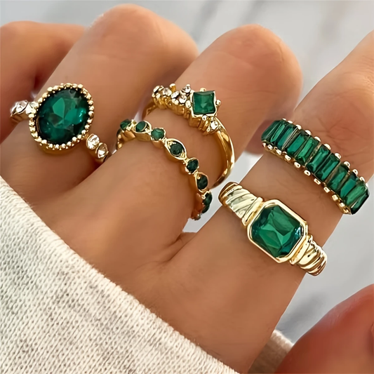 Set di anelli luminosi oro-verde