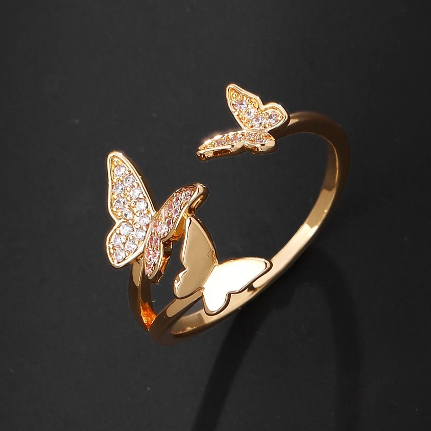 Solitaria Anello Farfalla Dorato