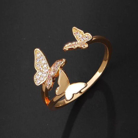 Solitaria Anello Farfalla Dorato