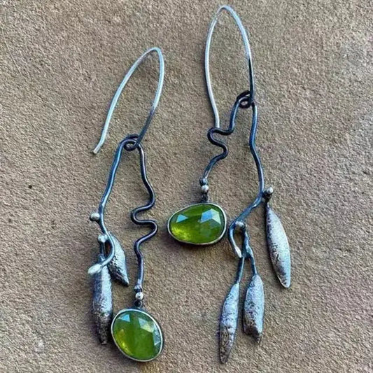Orecchini Vintage in Cristallo Verde