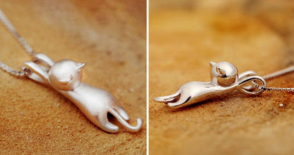 Collana con Gattino Giocoso in Argento Sterling 925