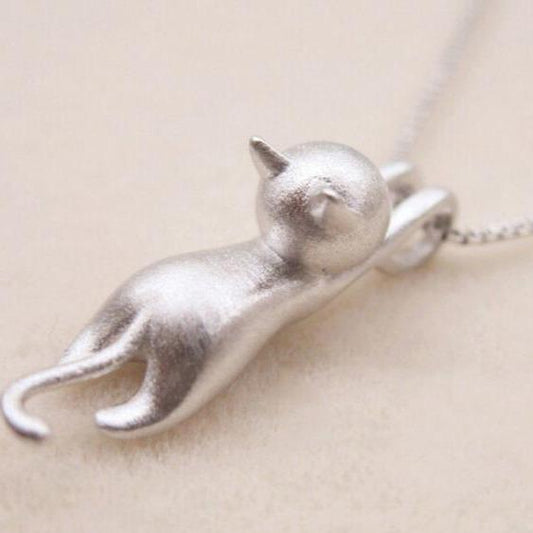 Collana giocosa con gatto in argento Sterling 925