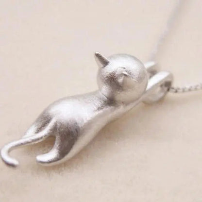 Collana con Gatto Giocoso in Argento Sterling 925