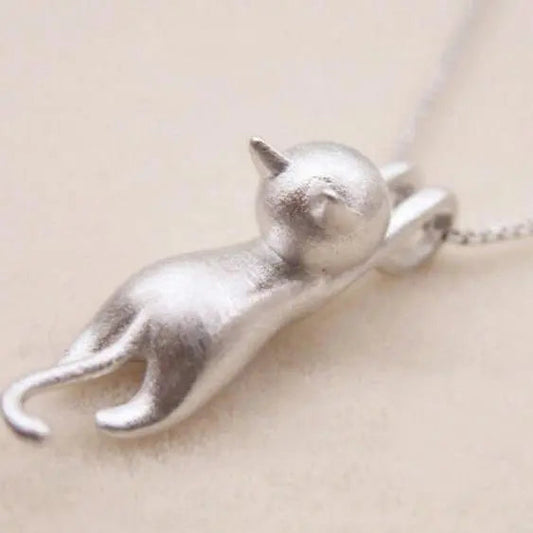 Collana con Gatto Giocoso in Argento Sterling 925