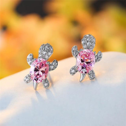 Orecchini a tartaruga marina in zirconio e argento
