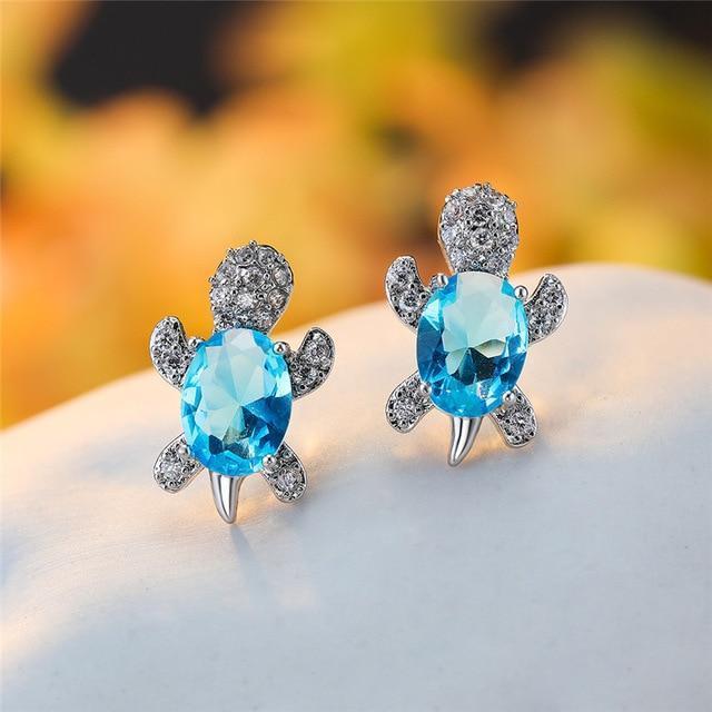 Orecchini a tartaruga marina in zirconio e argento