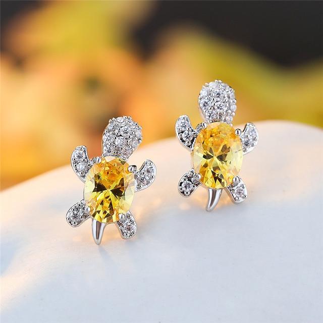 Orecchini a tartaruga marina in zirconio e argento