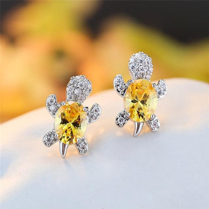 Orecchini a tartaruga marina in zirconio e argento