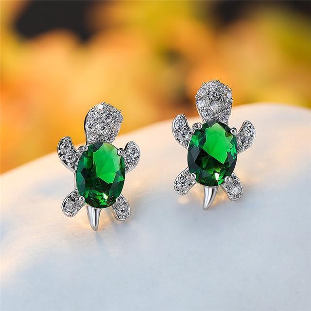 Orecchini a tartaruga marina in zirconio e argento
