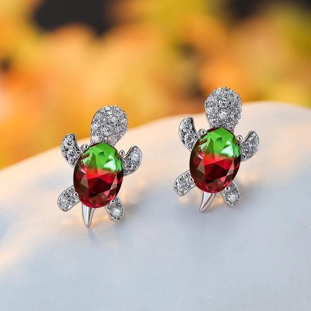 Orecchini a tartaruga marina in zirconio e argento