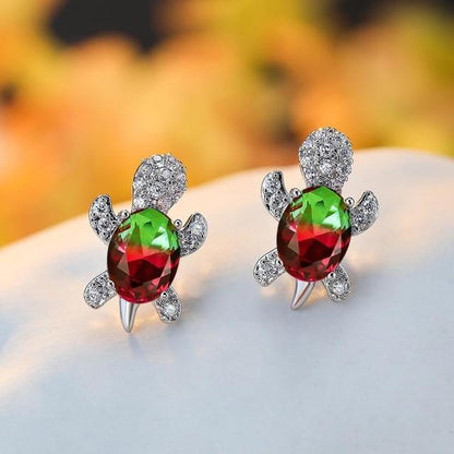 Orecchini a tartaruga marina in zirconio e argento