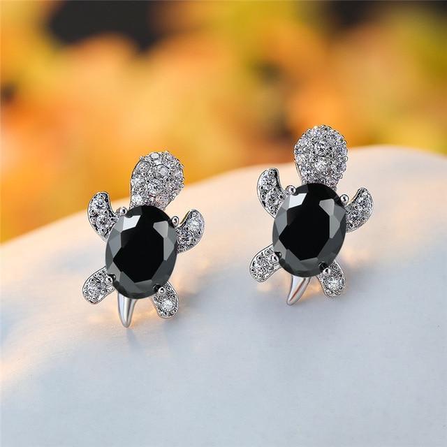 Orecchini a tartaruga marina in zirconio e argento