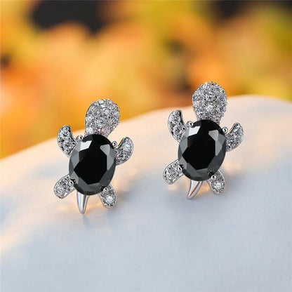 Orecchini a tartaruga marina in zirconio e argento