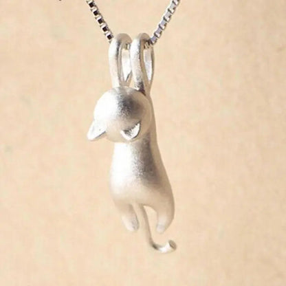 Collana con Gatto Giocoso in Argento Sterling 925