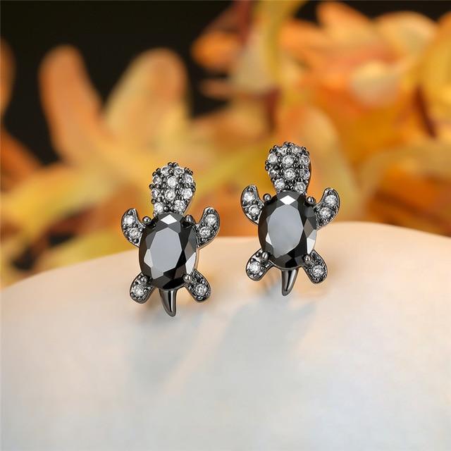 Orecchini a tartaruga marina in zirconio e argento